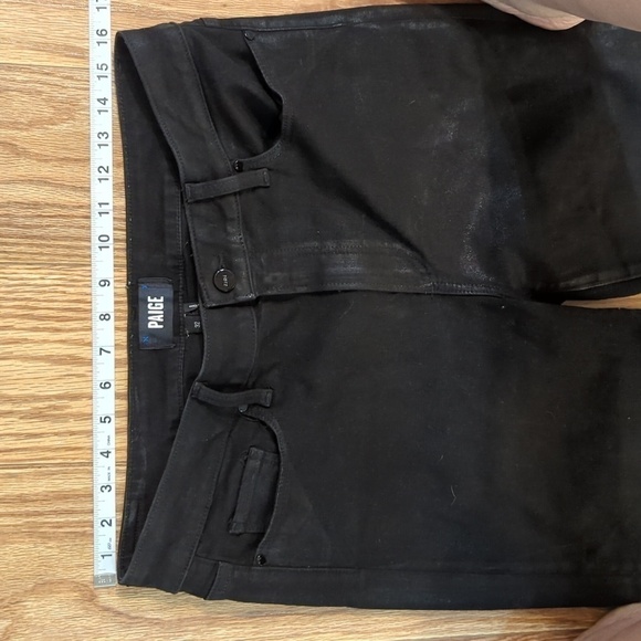 Paige high-rise flare jeans with raw hem - Genevieve style in black, women's 32" - Picture 2 of 7